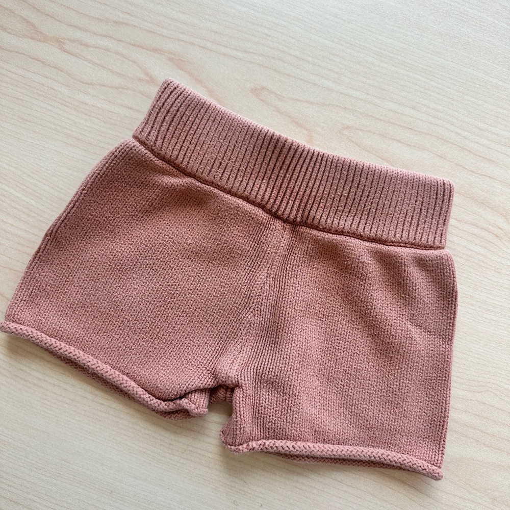 Kids Ribbed Knit Shorts Dusty Pink/Clay